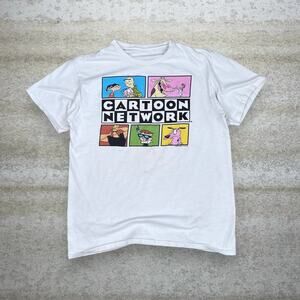 Vintage Y2K Cartoon Network Shirt Mens S White Cotton Short Sleeve